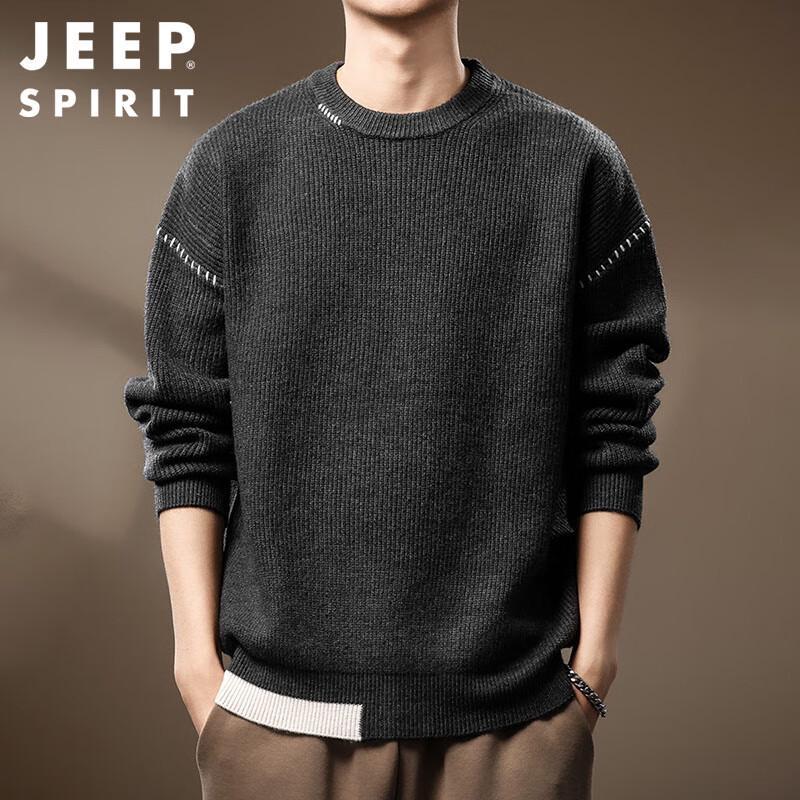 JEEP SPIRIT Men's Heavyweight Round Neck Sweater
