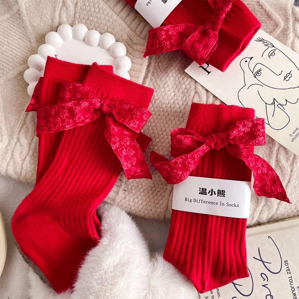 Cotton Zodiac Year Socks Bowknot Hairball Bowknot Stocking Kawaii in Tube Socks  Christmas
