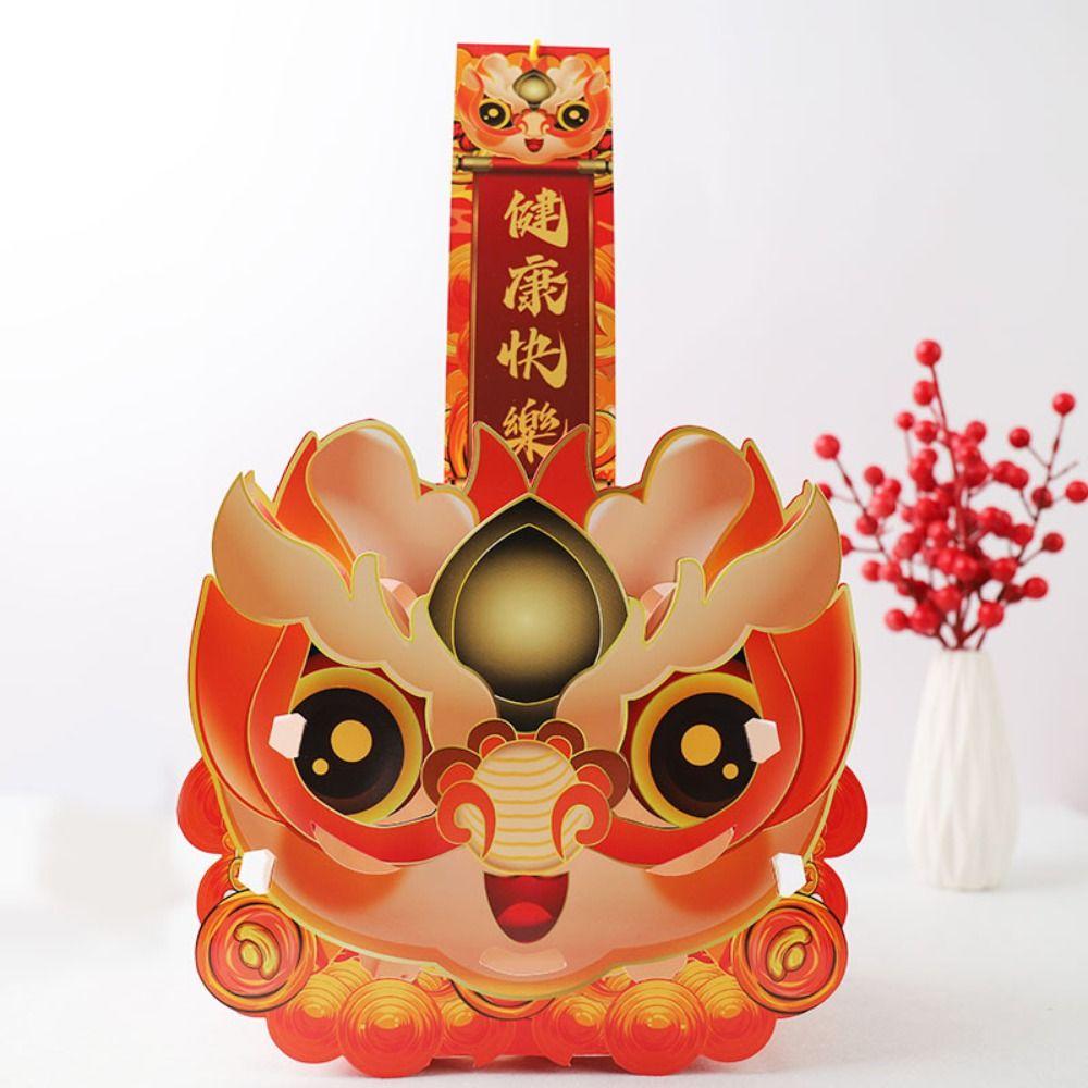 Традиционный Год Дракона Портативный Фонарь Китайский Фонарь Ручной Работы DIY Материалы Домашний Декор
