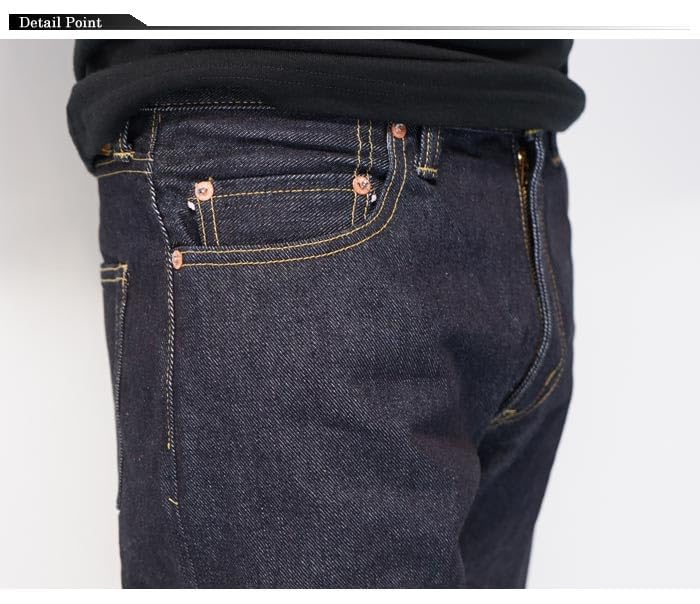 [Kojima Jeans] KOJIMA GENES Джинсы Slim Straight, 17 унций, Левосторонняя саржа, Селвидж, Сделано в Японии, Мужские, После стирки, RNB-1402-Индиго-32