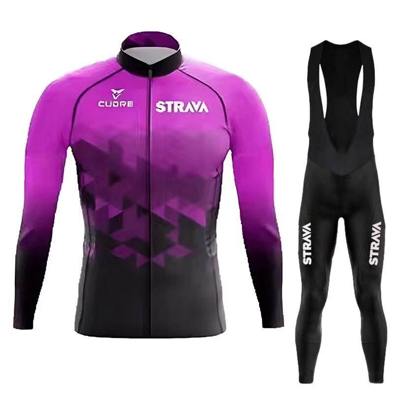 Quick-Dry Cycling Jersey Set Tour De France Style Long Sleeve Road Bike Apparel Unisex Riding