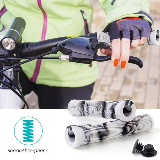 Чехол на руль с заглушками. Удобные противоскользящие амортизирующие резиновые велосипедные ручки.
