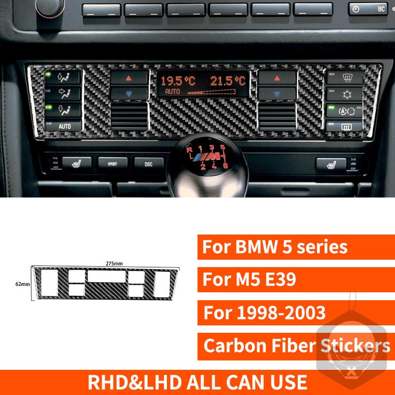 Для BMW 5 серии M5 E39 1998-2003 Наклейка из настоящего углеродного волокна Панель радио, кондиционера, CD, переключения передач, подъема двери Аксессуары для автомобиля ide Декоративные