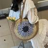 New Hollow Tote Large Disc Straw Bag Casual Beach Bag Shoulder Fashion Woven Bag Women's Bag