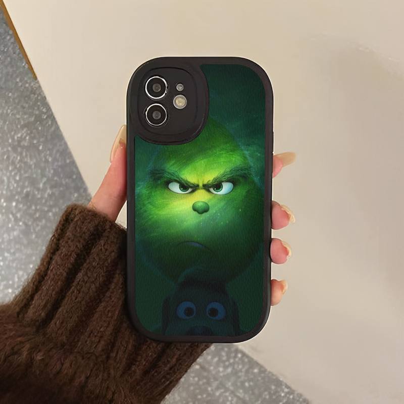 Чехол из твердой кожи с изображением рождественского зеленого монстра для iPhone 13 12 Mini 11 14 Pro Max Xs X Xr 7 8 Plus 6 6s Se 2022, силиконовый чехол