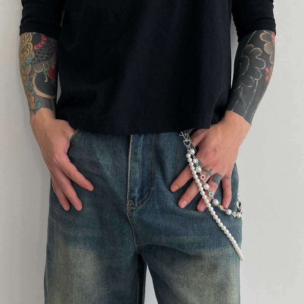 Tassel Pearl Waist Chain Zinc Zinc Zinc Alloy Pants Chain Fashion Tassel Jeans Chain Jeans