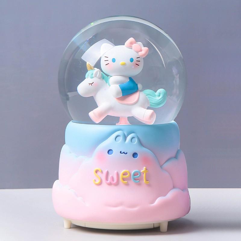 Rotating Carousel Music Box With Snow Globe Effect Kids Birthday Gift Decorative Resin Musical Toy