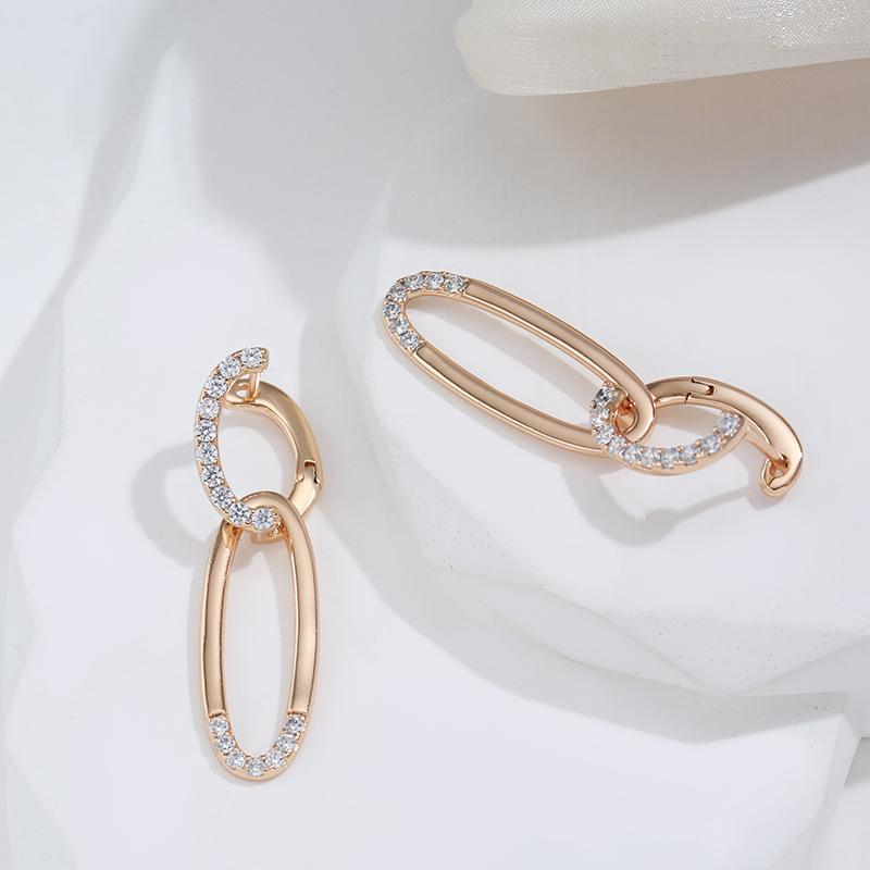 Блестящие серьги-подвески цвета розового золота, простые овальные серьги с натуральным цирконом для женщин, высококачественная повседневная ювелирная бижутерия