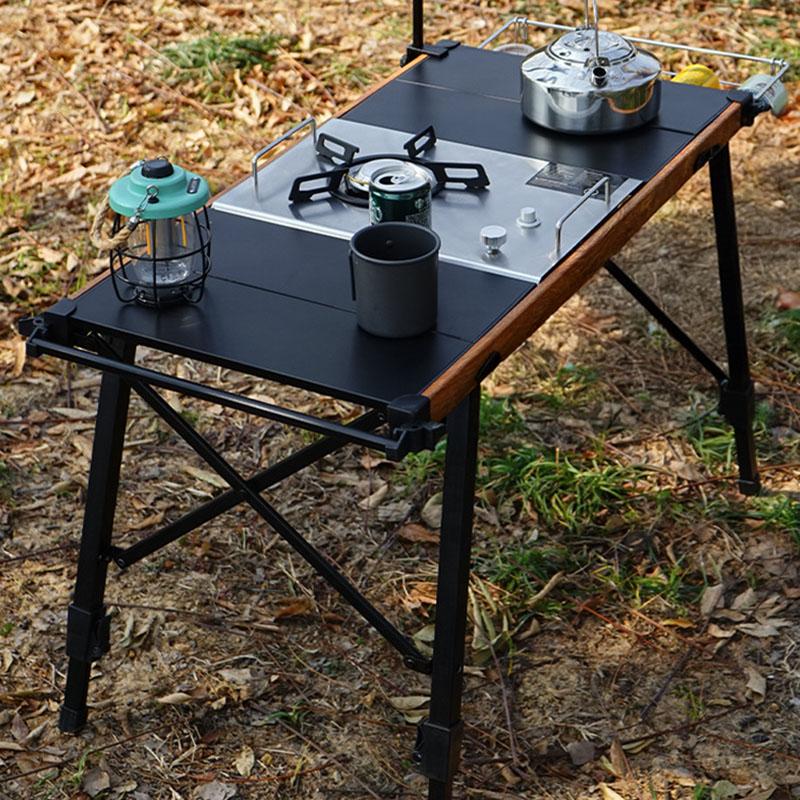 Folding Camping Table Height Adjustable Aluminum Modular Expansion Portable Outdoor Kitchen Table Compact Picnic BBQ Table
