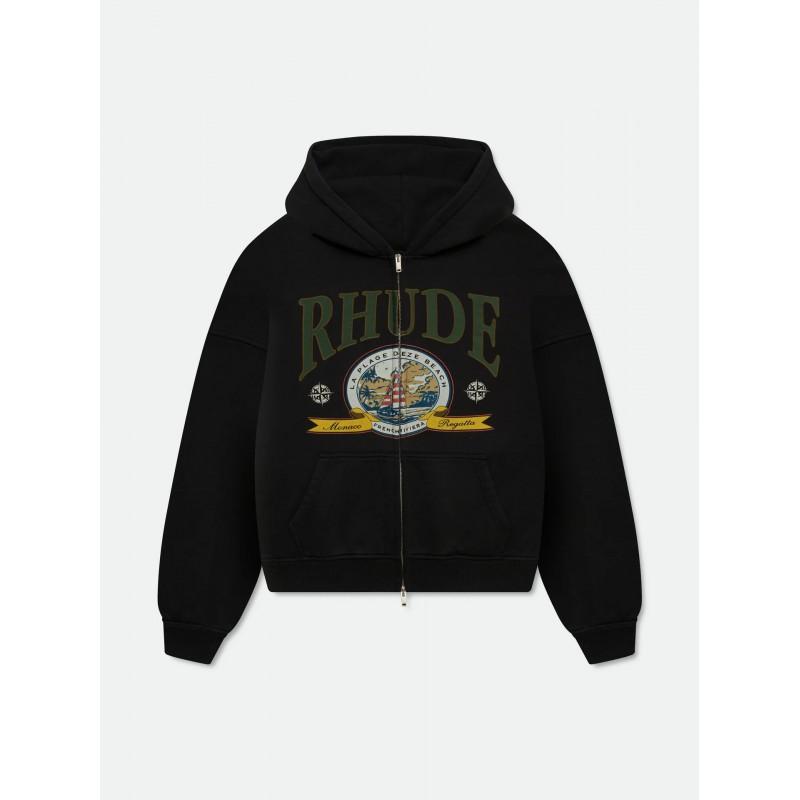 Rhude-style Geometric Hooded Sweatshirt Men Women Loose Fit Fall Winter