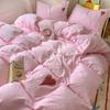 Cute Pink Heart Bedding Set Ins Nordic Embroidery Bed Sheet Set Of Four Pieces Home Luxury Duvet Cover Set For Girls