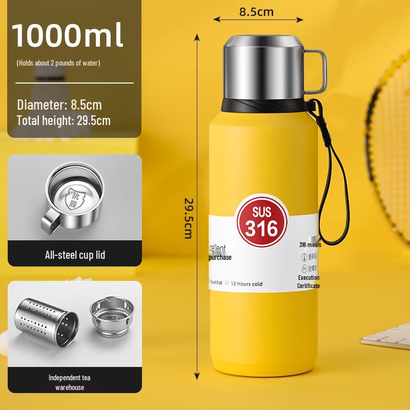 Термобутылка из нержавеющей стали 316 большой вместимости с разделением чая и воды для мужчин и женщин - Идеально подходит для путешествий на автомобиле и занятий спортом
