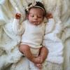 20'' 50cm Realistic Reborn Babies Dolls Vivid Cute Sleeping Simulation Doll Soft Cloth Body Implanted Dark Skin Rebirth Dolls for Kids Birthday Gift