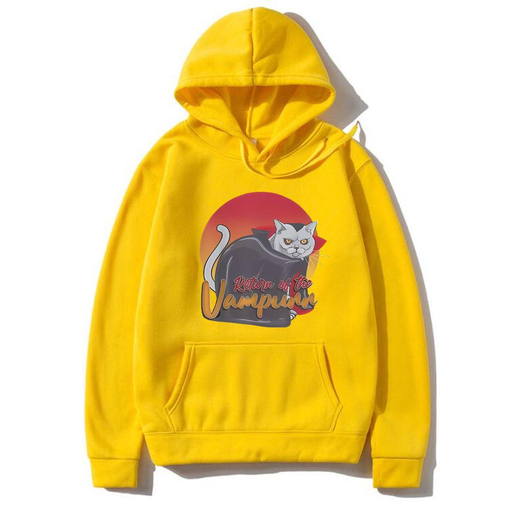 The Return of Vampurr Cat Funny Meme Hoodie Male Casual Autumn Winter Fleece Streetwear