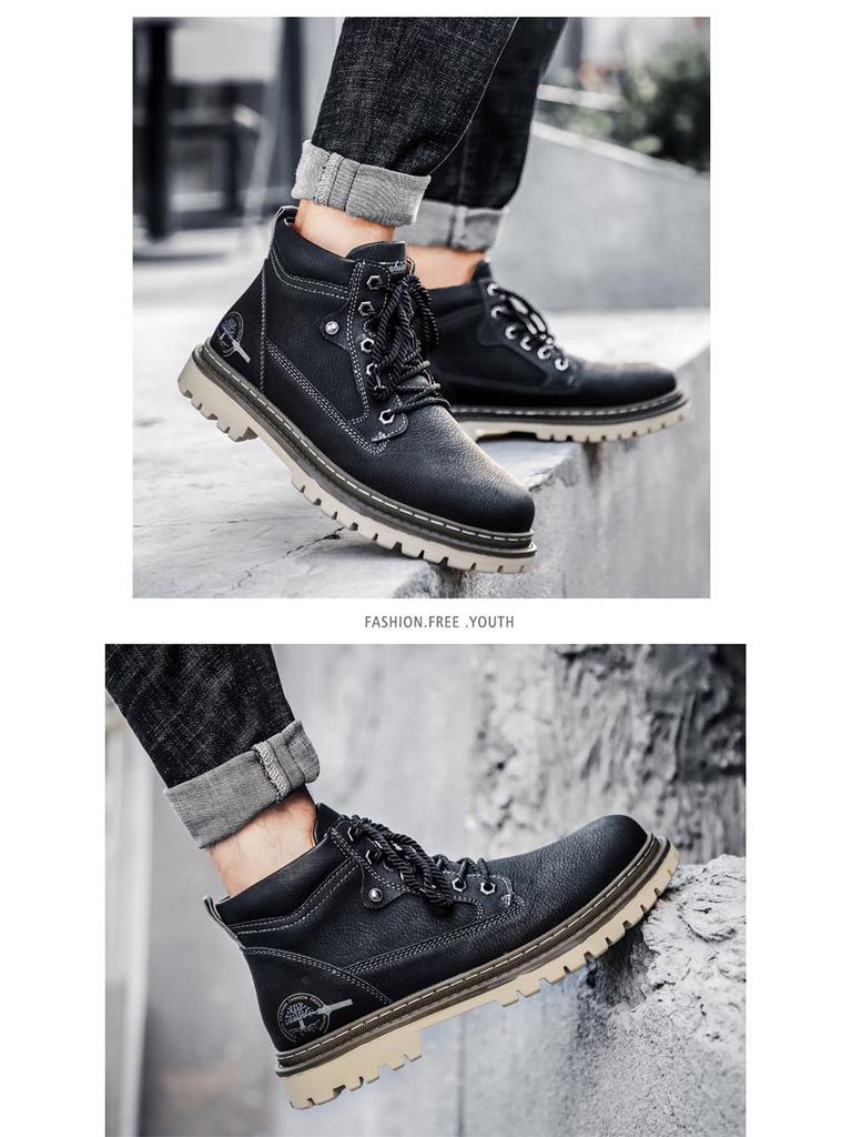 Men's Trendy Mid-Cut Autumn Work Boots - British Style Martin Boots