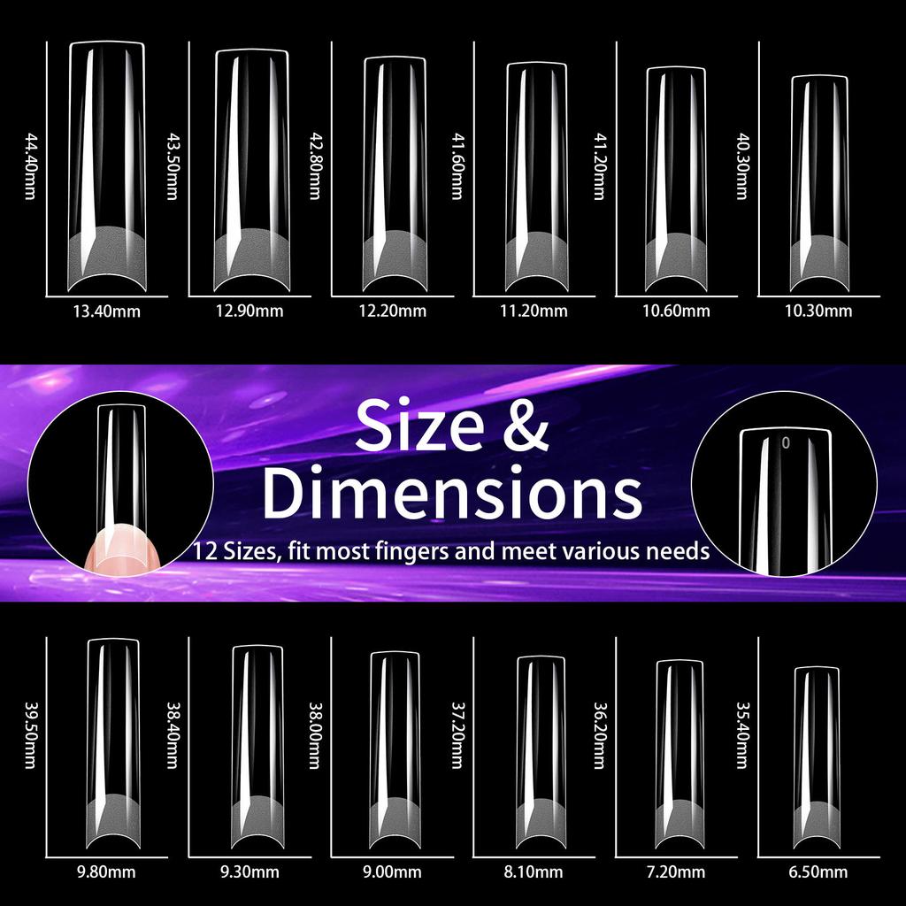 Накладные ногти для дизайна ногтей, удлиненные, Xxl, квадратные, полупрозрачные, матовые, складные, не оставляющие следов, трапециевидные накладные ногти с каплями воды, 240 шт.