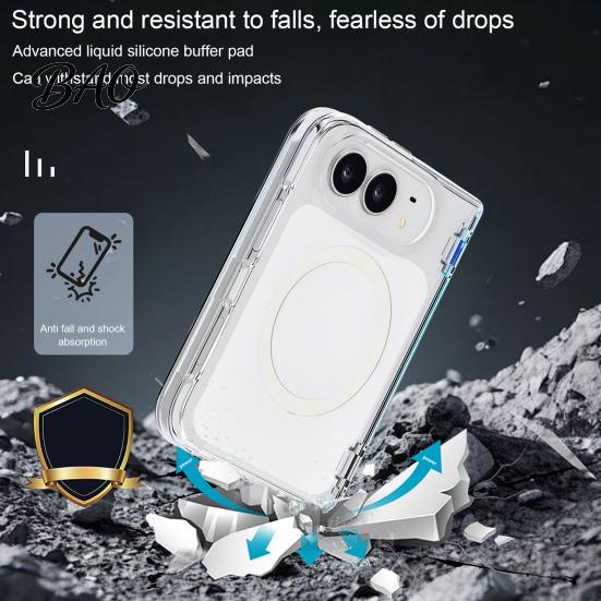 Durable Scratch Resistant Magnetic Glitter Case for IPhone Fold, Clear Phone Protector Shell, Shell Precise Cutout, Guard Anti-fall Protection MagSafe
