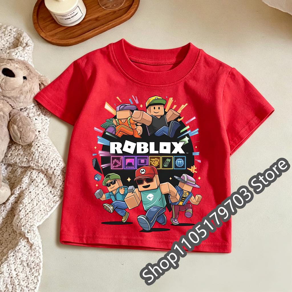 2026 Roblox T Shirt for Kids Summer Fashionable Short Sleeve Tee Boys Girls Casual Gaming Print Soft Childrens Tops