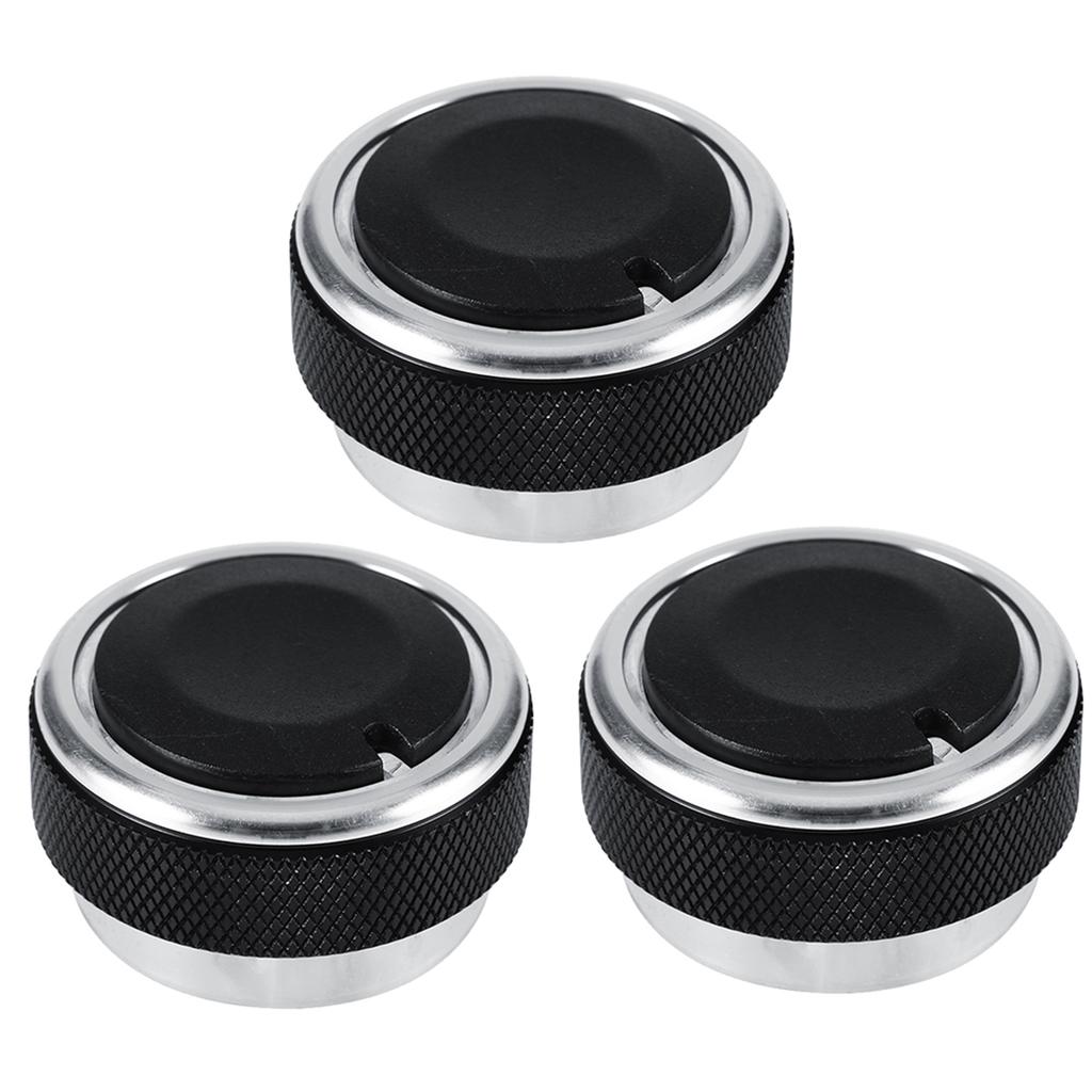3Pcs Car Air Conditioning Knob Switch Engine Start Rotation Button Outer Covering( Black )