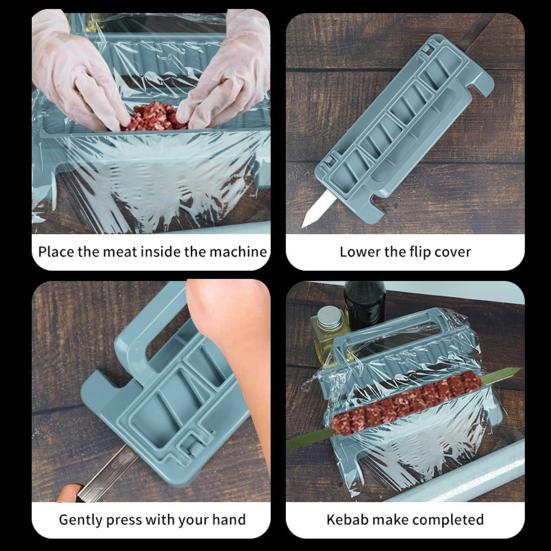 Шпажки для кебаба, приспособление для приготовления кебаба, форма для кебаба из говядины, мяса, овощей, для барбекю, гриля, портативный инструмент для кебаба прессового типа для вечеринок с барбекю, пикников