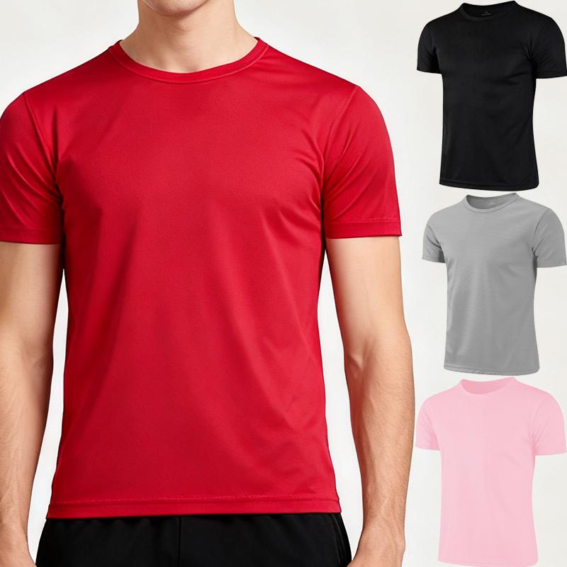 Men Running Gym Sport Shirt Quick Dry Moisture Wicking Lightweight Short Sleeve Round Neck Training Exercise Top For Fitness Workout Outdoor Activity