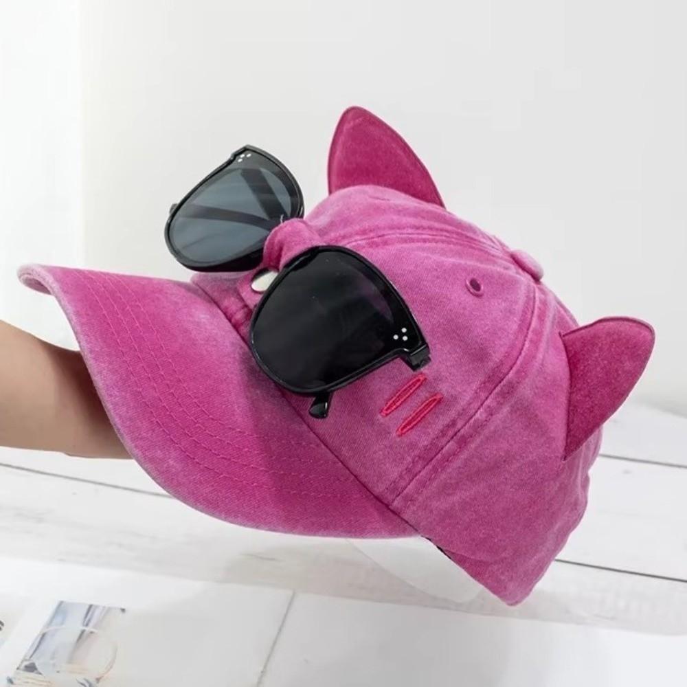 Cute Sunshade Cap with Sunglasses Sweet Duck Tongue Cap Simple Sun Protection Cap Casual Wear