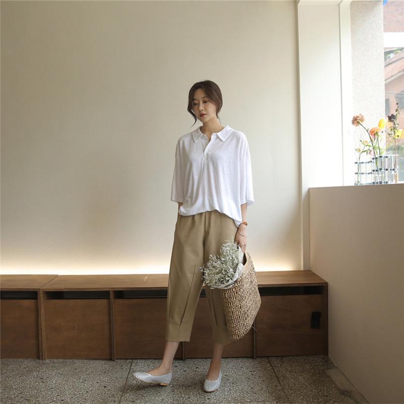 Эластичная талия, свободные брюки гаремы, стройнящие - Большой размер, повседневные укороченные хлопково-льняные брюки для женщин, 2023 весна/лето, универсальный художественный дизайн