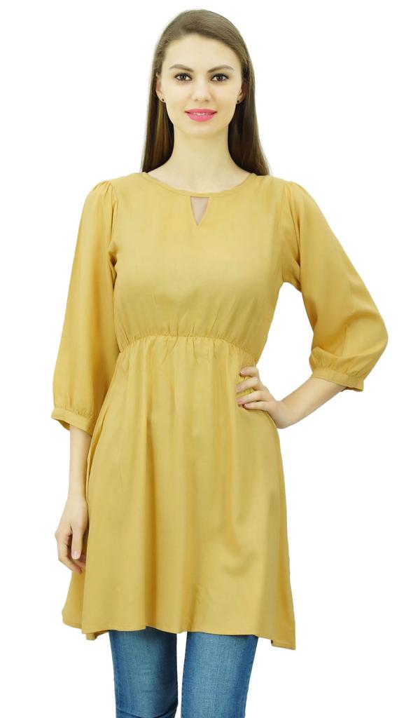 Phagun Women Tunic Top Short Kurti Elastic Waist Indian Ethnic Blouse