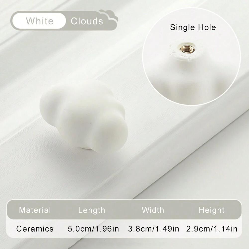 Children's Room Cabinet Knobs Ceramic Cabinet Handle Cartoon Clouds Star Cabinet Wardrobe Drawer Pull Handles for Kids Room