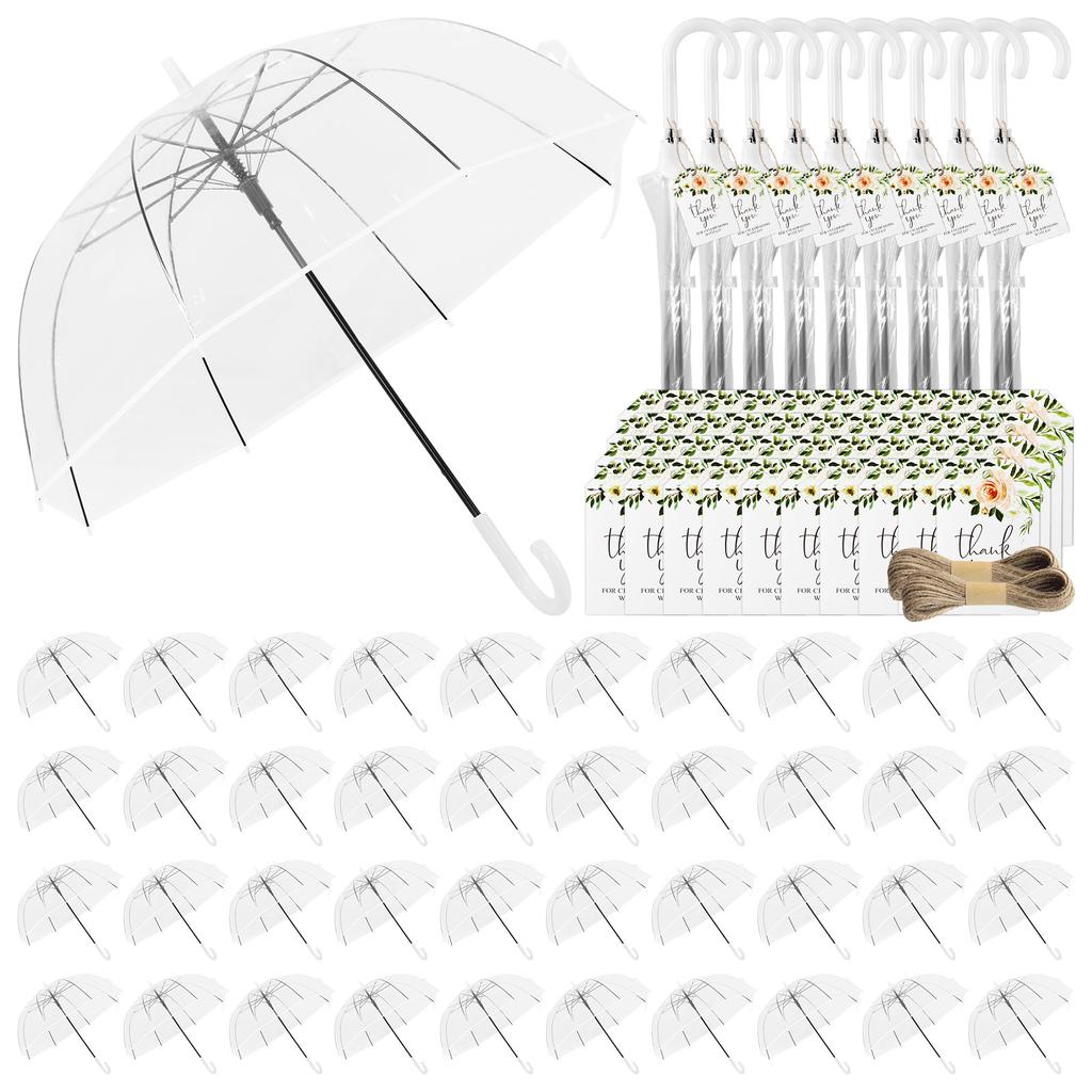 52 Inch Large Dome Rain Windproof Stick Umbrellas Auto Open Clear Dome Umbrella for Wedding Bridal Parties Graduation Outdoor