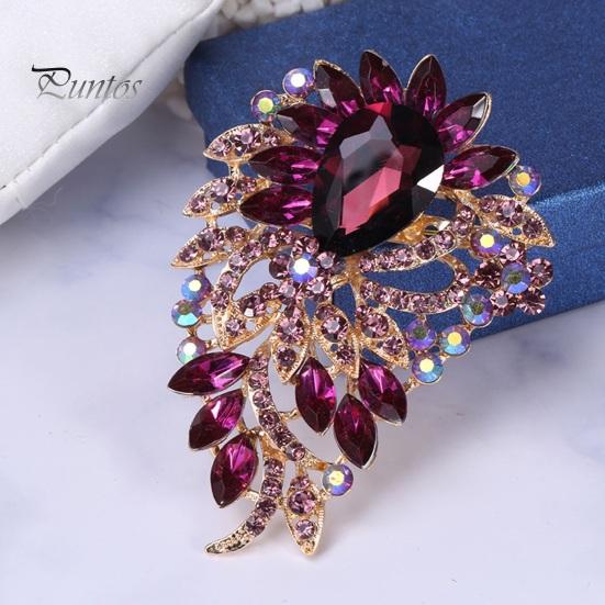 Elegant Colorful Rhinestone Glass Brooch Vibrant Color Irregular Shape Pin Shawl Scarf Suit Collar Badge Outfit Accessories