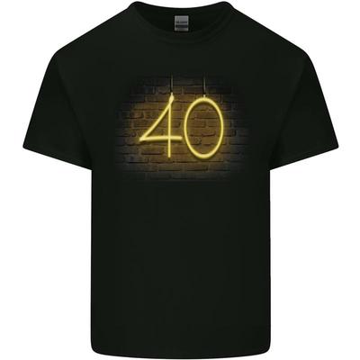 Неоновые огни на 40-летие 40 лет Мужская хлопковая футболка - Мужская летняя хлопковая футболка с принтом