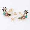 Korean Style Oil Floral Stud Earrings 925 Silver Needle Flower Design Drop Earrings  Daily