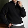 Solid-color Stand-up Collar Sweater for Men's Autumn and Winter, Semi-zipper Knitted Sweater, Loose Coat