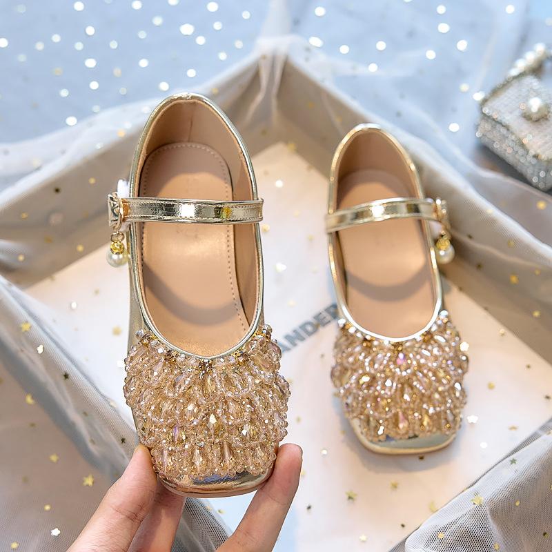 2026 New Girls' High Heel Princess Shoes Spring and Autumn Children's Leather Shoes with Square Head Single Shoes
