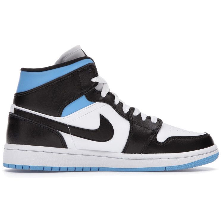 Air Jordan 1 Mid University Blue Женские кроссовки Белые Черные BQ6472-102