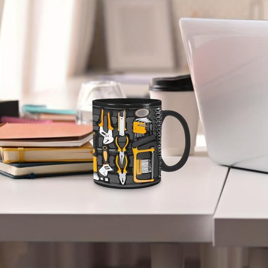 Mechanic Toolbox Coffee Mug Funny Ceramic Toolbox Pattern Cup Birthday Christmas Thanksgiving Gift for Husband Dad