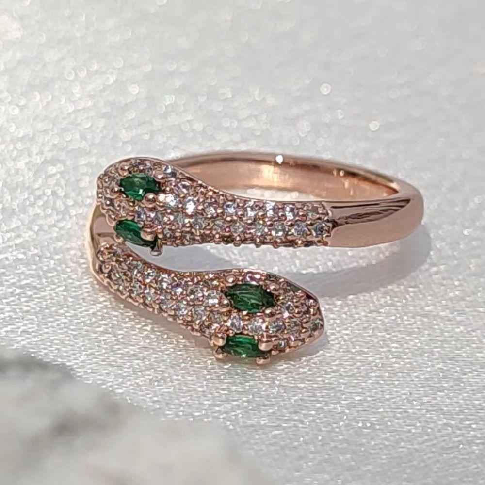 Медные винтажные кольца в форме змеи, кольцо в форме змеи с цирконом 2024 года, кольца с цирконом для женщин