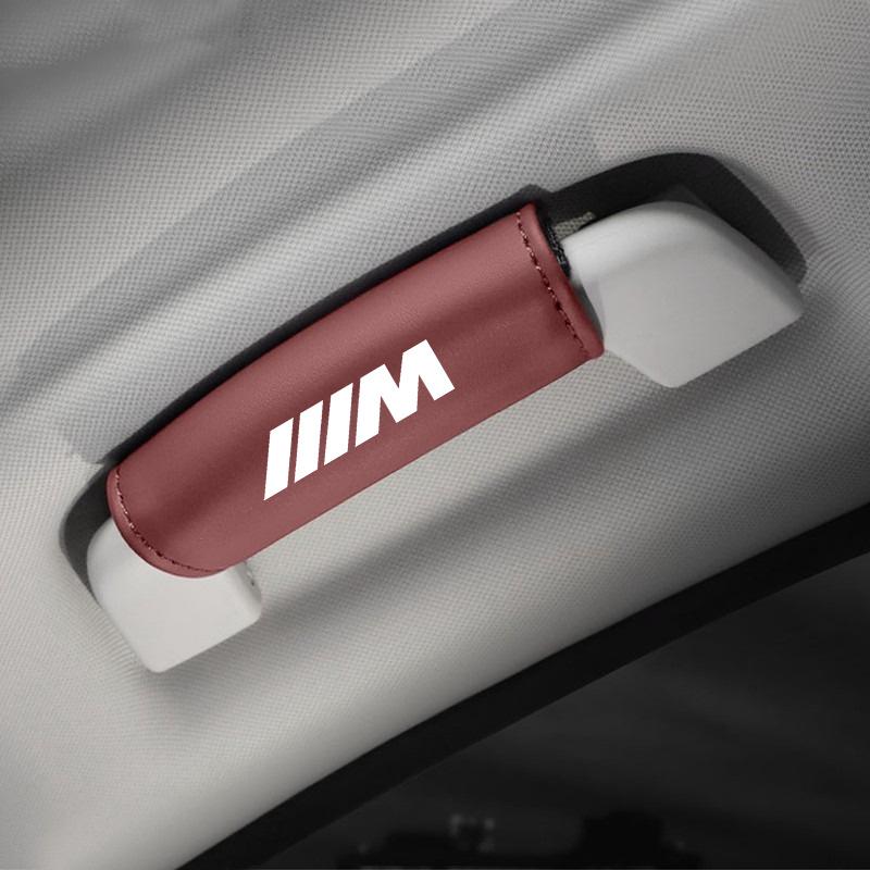 1 pair Leather Car Roof Pull Handle Gloves Armrest Cover For BMW M Emblem E90 E60 E46 E39 F30 F10 E87 X3 X5 X1 G30 G20 Accessory HC0