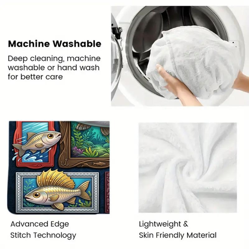 Fish Fantasia 2D Flat Pattern Flannel Blanket, High quality All Seasons, Home Decor, Warmth and Comfort, Perfect for Christmas Gifts.