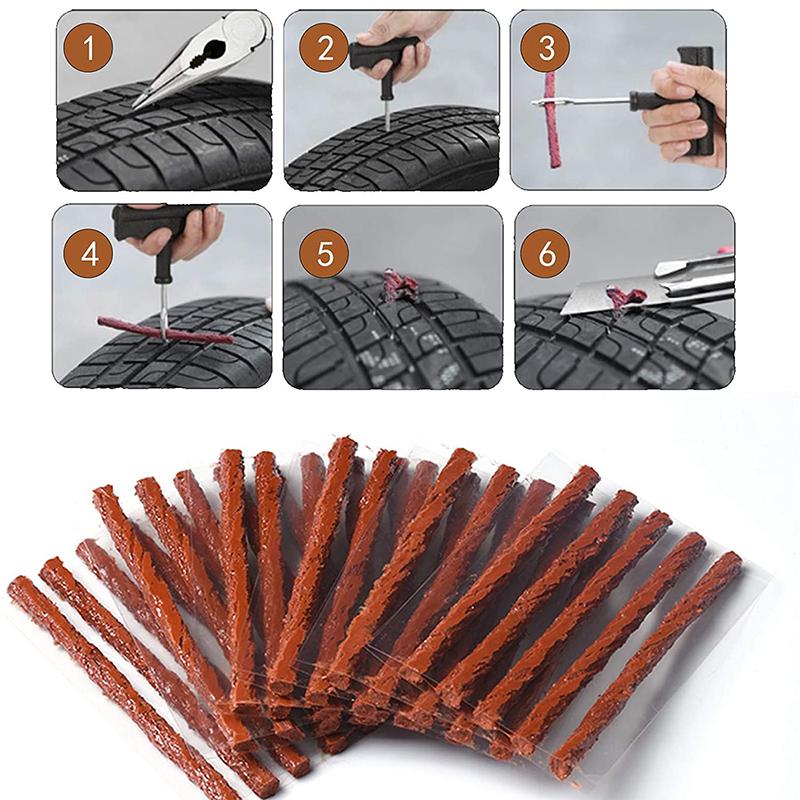 10Pcs Car Tire Plug Puncture Strings Seals Strips Tyre Stickiness Repair Tools
