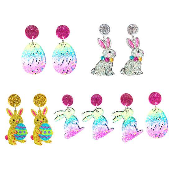 Easter Acrylic Bunny Earrings for Women Glittery and Colorful Rabbit Dangle Earrings Festive Holiday Jewelry for Easter Celebrations