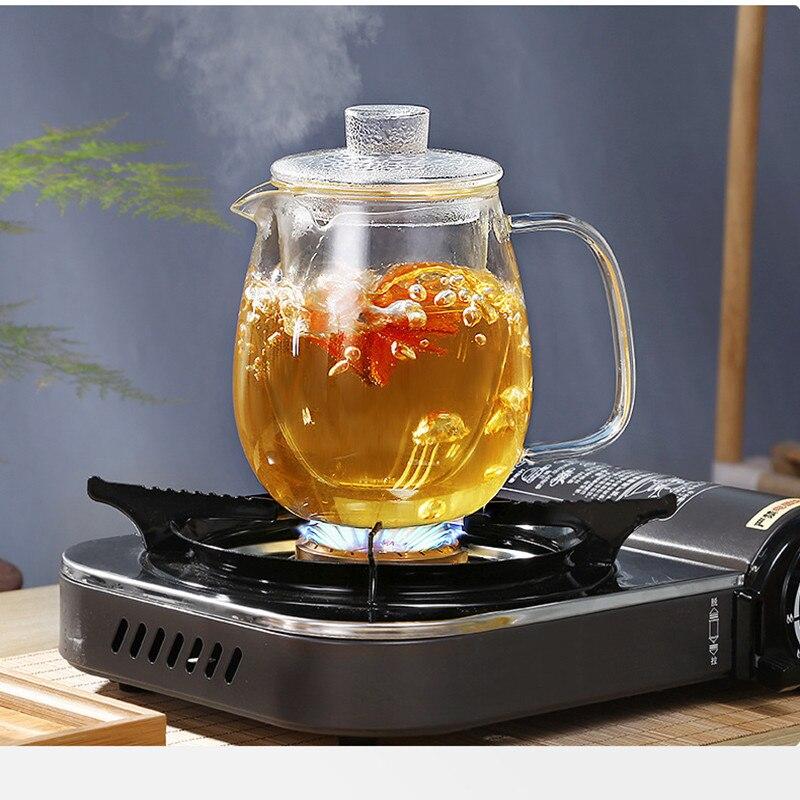 Glass Teapot for Stove Heat Resistant High Temperature Explosion Proof Tea Pot Infuser Milk Set Household Teaware