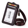 Genuine Leather ID Holder with Zipper RFID Keychain Wallet Neck Lanyards with Swivel Hook for Card/Coin/Cash Black Card Holder