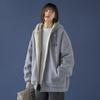 Lamb Wool Coat Women's Lazy Cardigan Sweatshirt Fleece Lined Thickened Loose Korean Style Chic Autumn Winter Hooded Top
