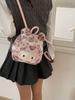 Hello Kitty Vintage Leopard Print Plush Backpack With Pockets For Daily Use