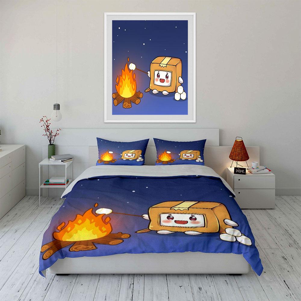 Cartoon Campfire Bedding Set Bedding Duvet Cover Set Duvet Cover Pillowcases (1 * Duvet Cover 2 * Pillowcases, without duvet insert)