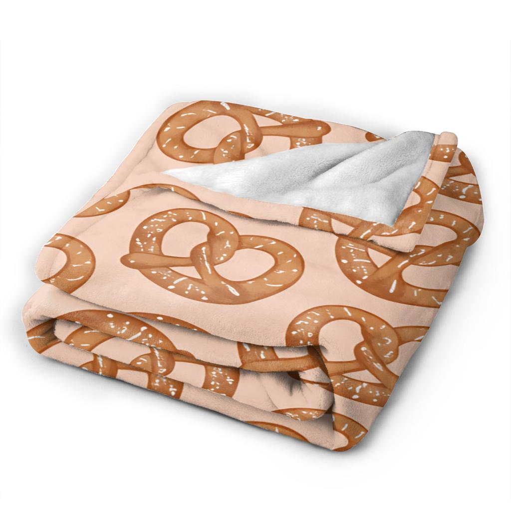 Food Pretzel Flannel Blanket Adults Warm Cozy Throw Blanket Autumn Home Decor Bedspread Sofa Bed Cover