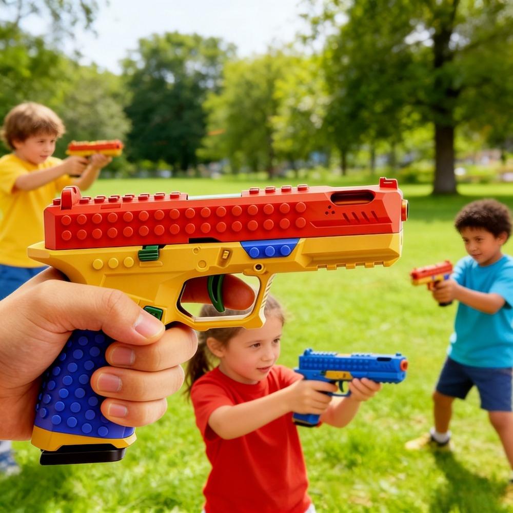 SIG17 Подвесной игрушечный пистолет Непрерывная стрельба Строительный блок Пистолет Бросание гильз Airsoft Blowback Игрушка Для стрельбы на открытом воздухе для детей