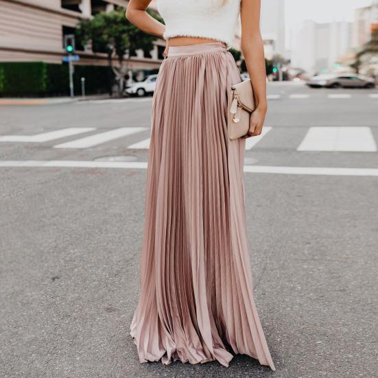 Skirt Women Solid Color Large Hem A-Line Long Skirt Work Leisure Skirt Streetwear